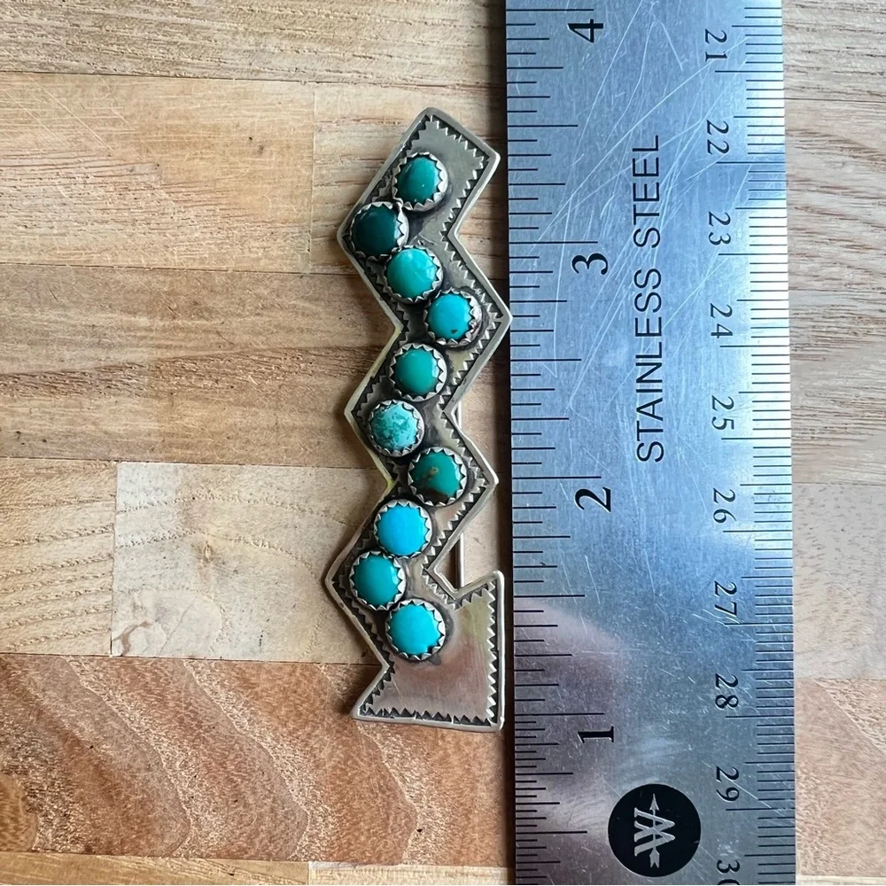 Vintage H. Hicks Taos Sterling silver turquoise arrow brooch pin